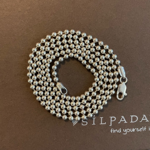 Silpada Sterling Silver 30” Ball Bead Dog Tag 3mm Chain Necklace N0197 - Picture 9 of 12